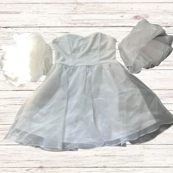 Dresses | Elegant White Ruffle Strapless Dress | Poshmark Dresses | Elegant White Ruffle Strapless Dress | Poshmark